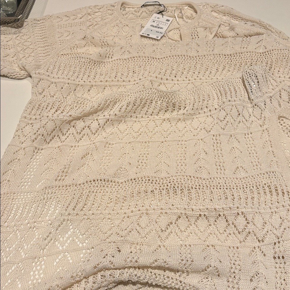 Zara Cream Knit full length swim cover up